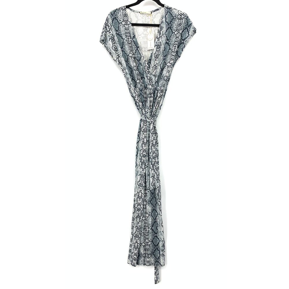 Catch Stitch Jumpsuit Womens Size Small Snake Print Faux Wrap Cap Sleeve NEW